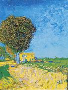 Vincent Van Gogh Avenue at Arles with houses oil painting on canvas